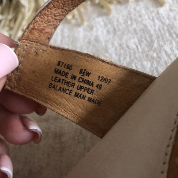 Clark Artisan Sandals Slingback Wedge Heels Tan Leather Open Toe - Picture 6 of 6